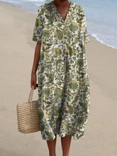 Vintage Style Jungle Pattern Printed Women's Flowy Dress